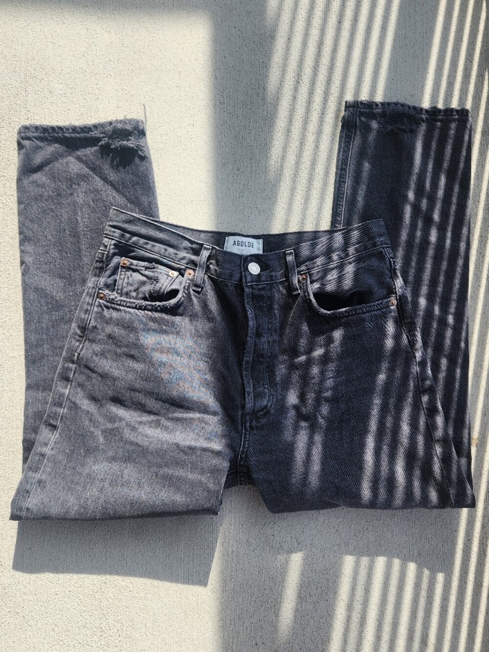 Agolde Washed Black Straight Jeans